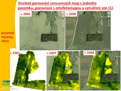 Víceleté porovnání sensorových map z jednoho pozemku, porovnání s ortofotomapou a vytváření zón (1) (zobrazeno 94x)